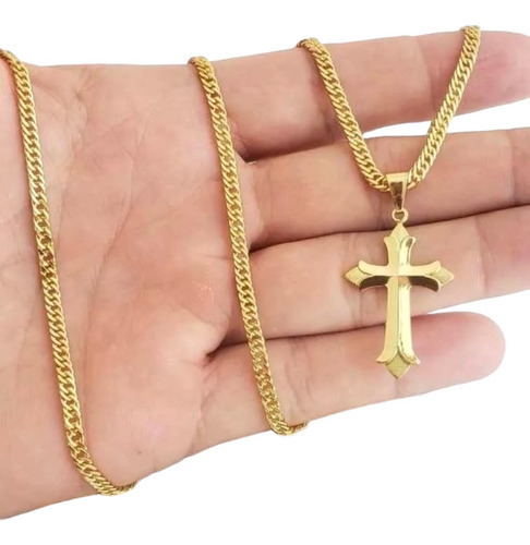 Cordão 3mm Grumet + Pingente Banhado A Ouro 18k Masculino