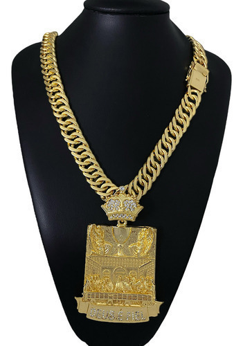 Cordão Grumet 15mm + Ping Santa Ceia Deus Banhado Ouro 18k