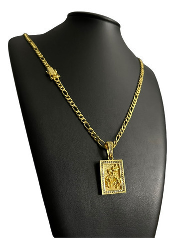 Cordão Grumet 3x1 + Pingente São Jorge Banhado Ouro 18k 5mm