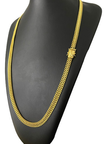 Cordão 8mm Grumet Lacraia Mão Orando Banhado A Ouro 18k