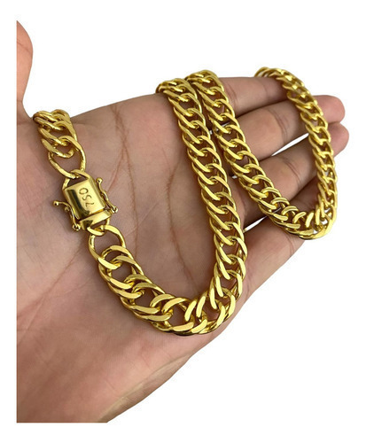 Cordão 11mm Grumet Banhado A Ouro 18k Masculino Luxo