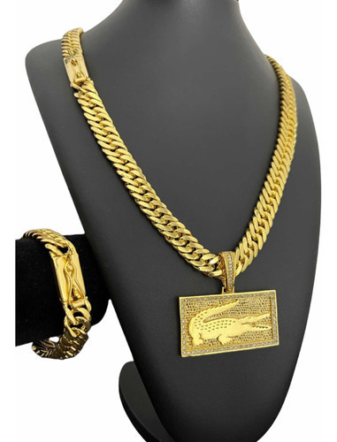 Cordão E Pingente Fé 13mm Grumet Lacraia Banhado A Ouro 18k