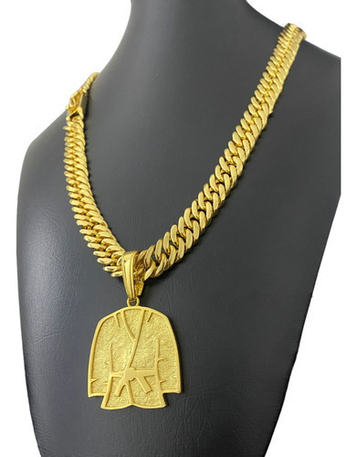 Cordão 13mm Grumet + Ping Kimono Faixa Preta Banhado A Ouro