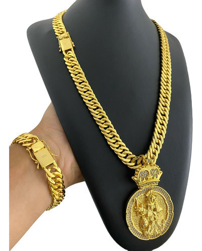 Cordão Grumet 13mm +pulseira Ping Tio Patinhas Banhado Ouro