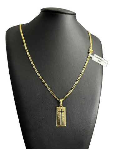 Cordão Pit Bull Grumet 3mm + Pingente Banhado A Ouro 18k