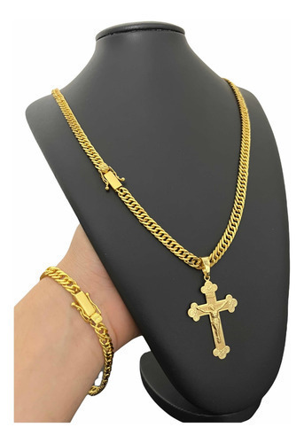 Kit 7mm Grumet Cordão Pulseira Pingente Banhado A Ouro 18k