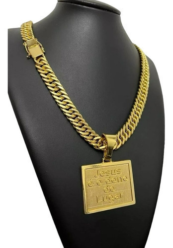 Cordão 13mm Grumet Luxo + Pingente Jesus Banhado A Ouro 18k