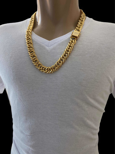 Kit Cordão 18mm Grumet Mega Grosso 300 Gramas Banhado A Ouro