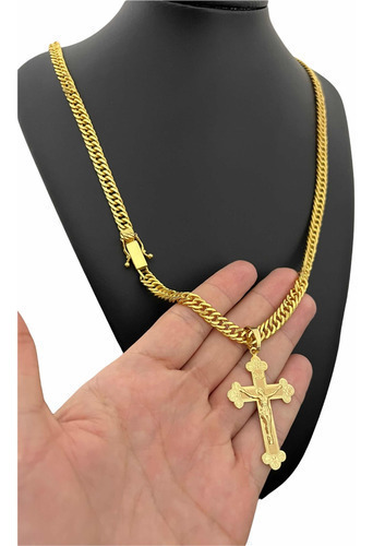 Cordão 7mm Grumet Lacraia Pingente Banhado A Ouro Masculino