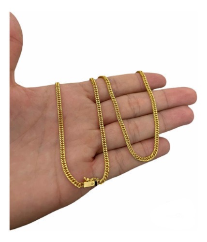 Cordão 3mm Grumet Lacraia Banhado Ouro 18k Masculino Luxo