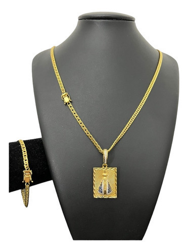 Cordao Pulseira E Pingente 5mm Grumet Lacraia Banhado Ouro