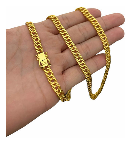 Cordão Grumet Lacraia 7mm Banhado A Ouro 18k