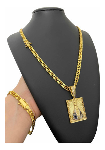 Cordão Pulseira Pingente 7mm Grumet Banhado A Ouro 18k