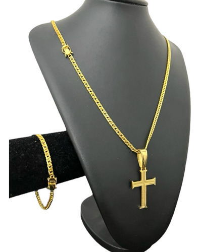 Cordao Pulseira + Pingente 5mm Grumet Lacraia Banhado Ouro