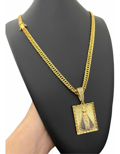 Cordão Grumet 7mm Pingente Nossa Senhora Banhado A Ouro 18k