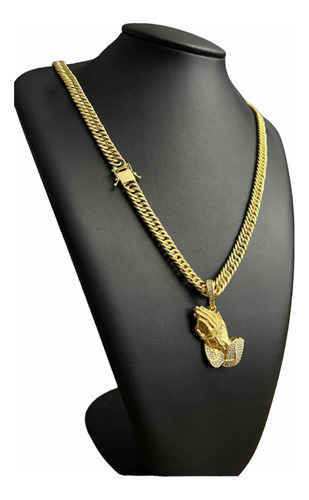 Cordão 8mm Grumet + Pingente Fé Banhado A Ouro 18k Luxo