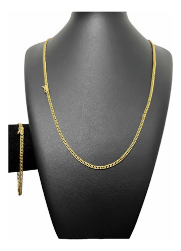 Cordão E Pulseira 3mm Grumet Banhado A Ouro