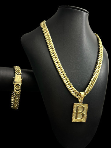 Kit Grumet 13mm + Pingente Letra Banhado A Ouro 18k