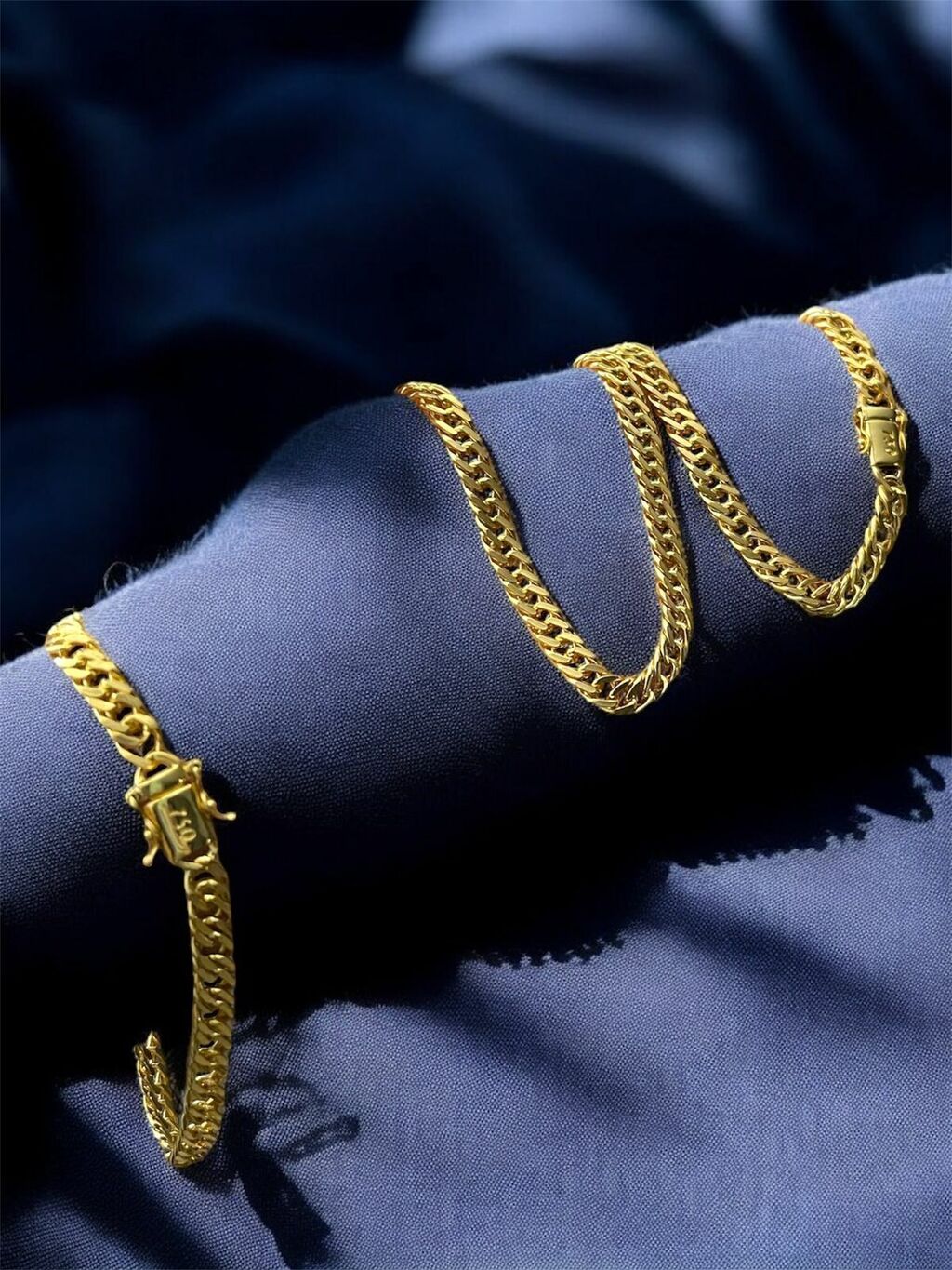 Cordão + Pulseira Grumet 7mm Banhado A Ouro 18k