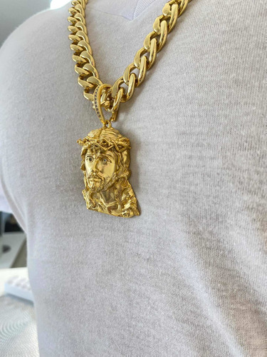 Cordão Maciço Grumet 13mm Pitbull Banhado A Ouro 18k Luxo