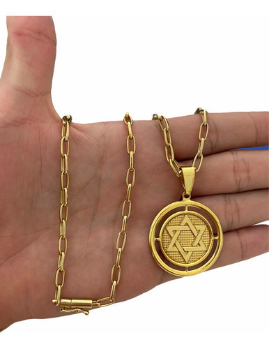 Cordão + Pingente 5mm Meia Cana Tijolinho Banhado A Ouro 18k