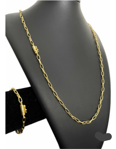 Cordão + Pulseira 5mm Meia Cana Tijolinho Banhado A Ouro 18k