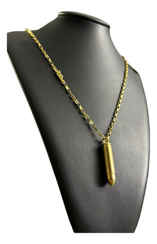 Cordão Tijolinho 3mm Ping Cápsula Munição Banhado A Ouro 18k