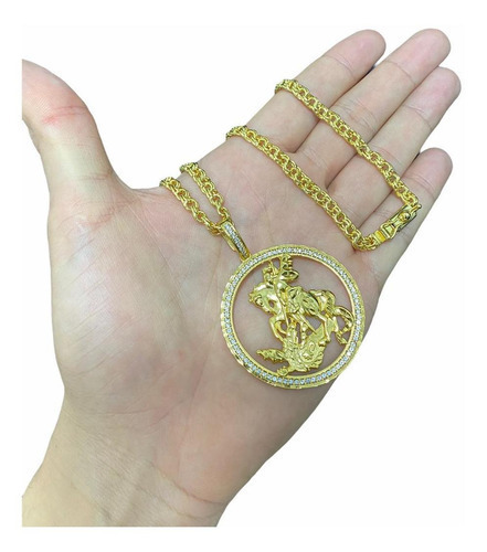 Cordão Tijolinho 4mm Pingente Metrallhadora Banhado A Ouro