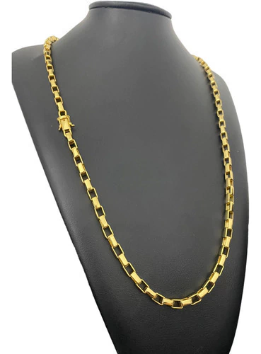 Cordão Tijolinho Curto 6mm Banhado A Ouro 18k