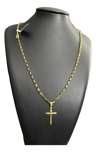 Cordão Tijolinho 4mm + Pingente Banhado A Ouro 18k