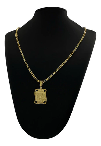 Cordão Tijolinho 3mm + Ping Tudo Posso Banhado A Ouro 18k