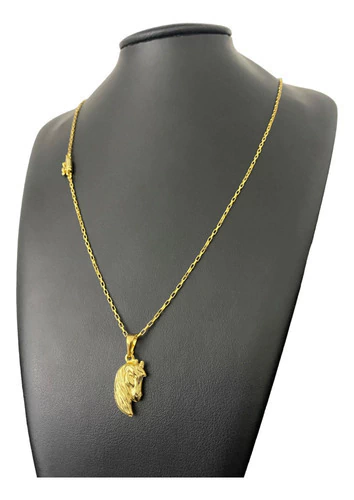 Cordão Tijolinho 1mm + Pingente Cavalo Banhado Ouro 18k