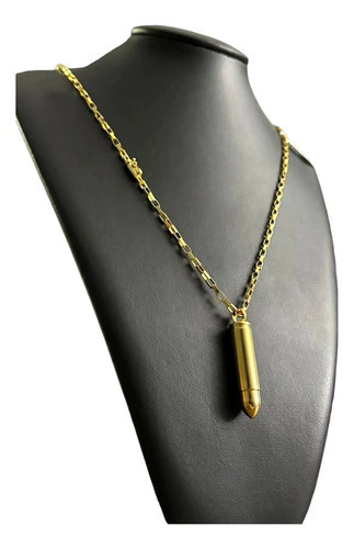 Cordão Tijolinho 3mm Ping Cápsula Munição Banhado A Ouro 18k