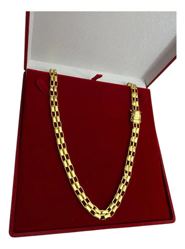 Cordão Tijolinho Duplo 10mm Banhado A Ouro 18k