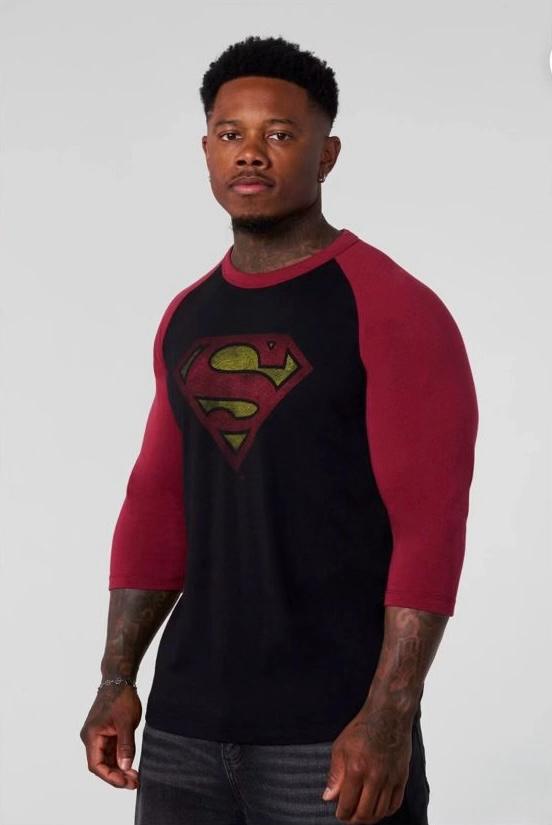 superman 3/4 raglan shirt
