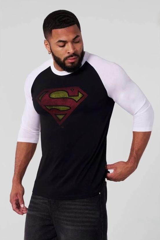 superman 3/4 raglan shirt