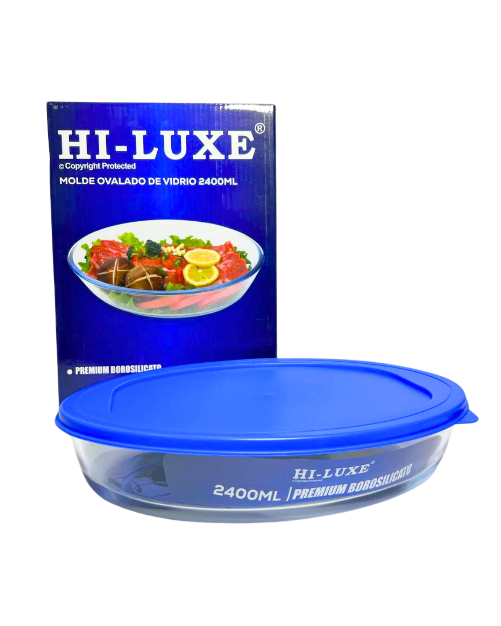 Molde ovalado de vidrio con tapa