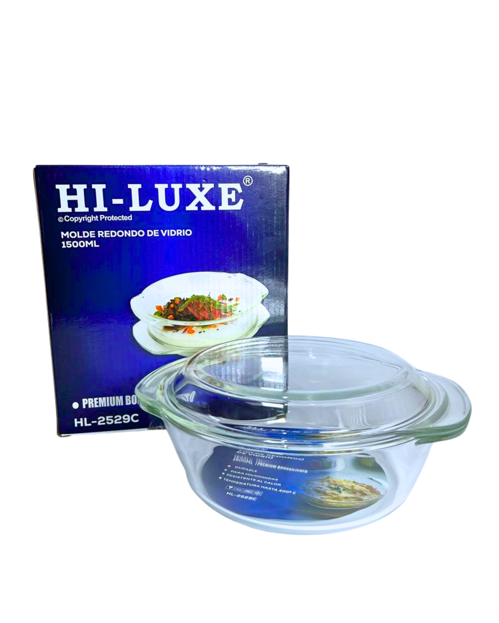 Molde redondo de vidrio con tapa vidrio