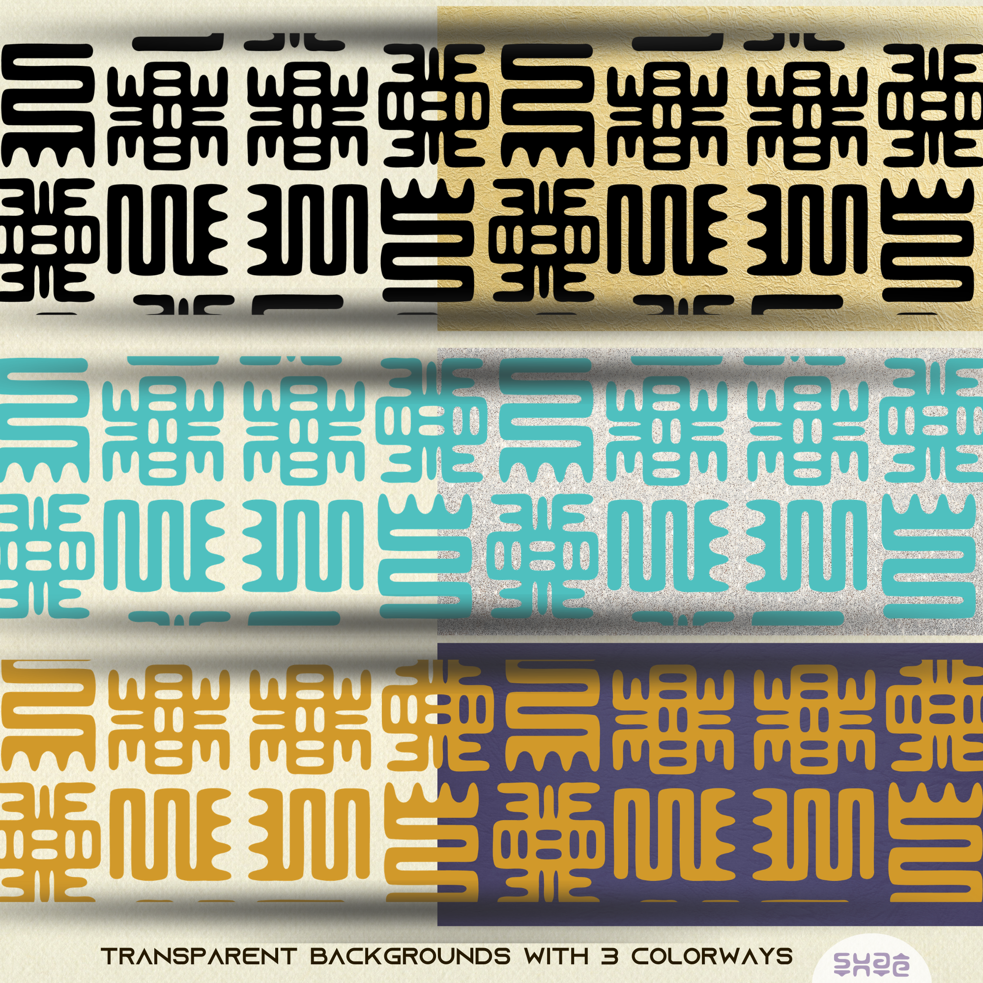 Premium Tribal Pattern Collection — Black, Copper & Turquoise