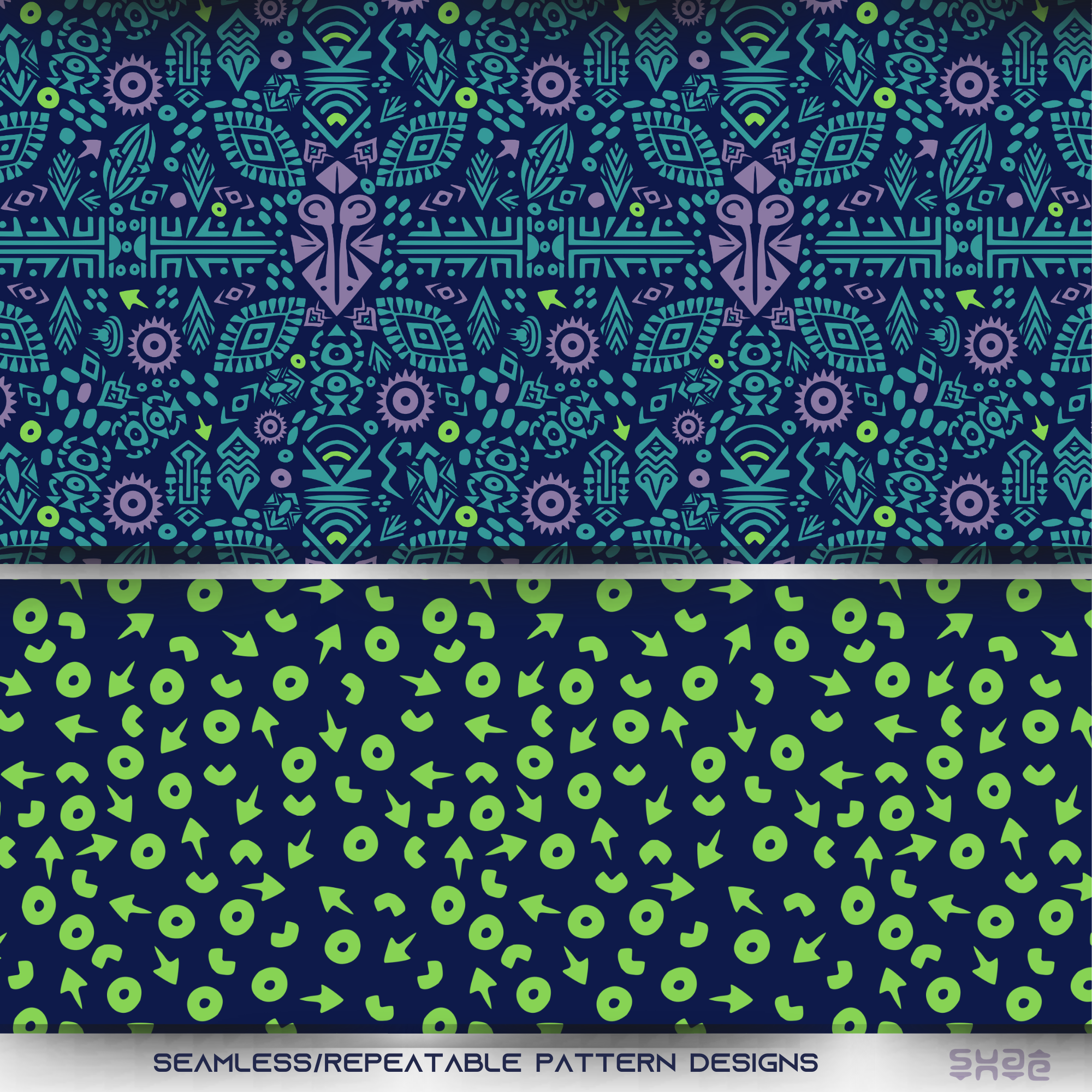 Cyber Tribe Seamless Pattern Collection