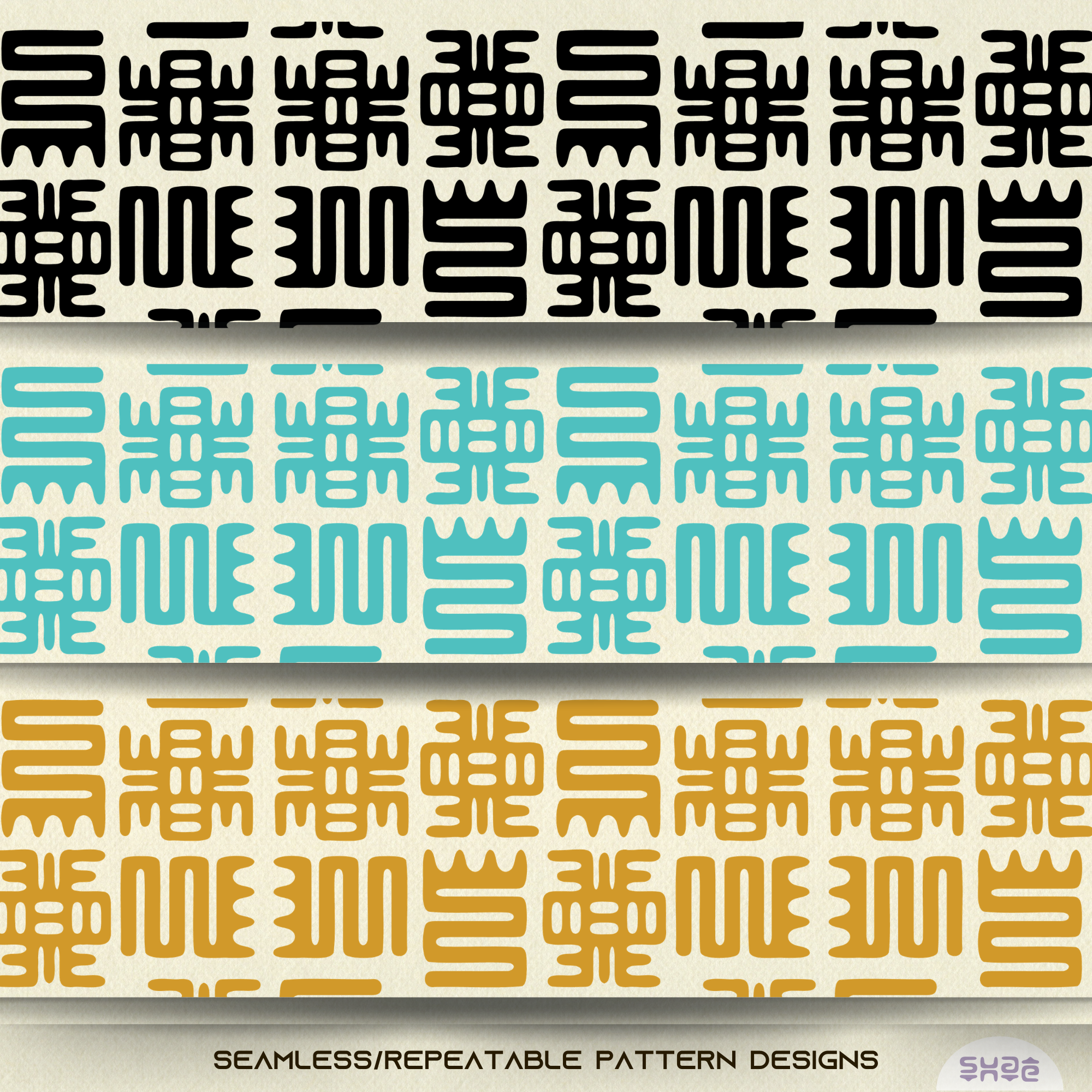 Premium Tribal Pattern Collection — Black, Copper & Turquoise