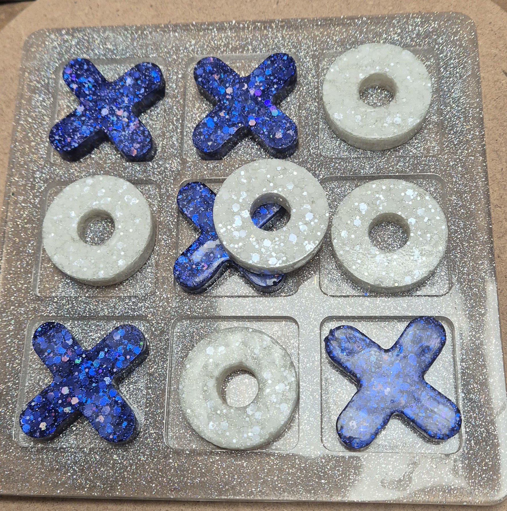 Handmade Glitter Tic-Tac-Toe Set