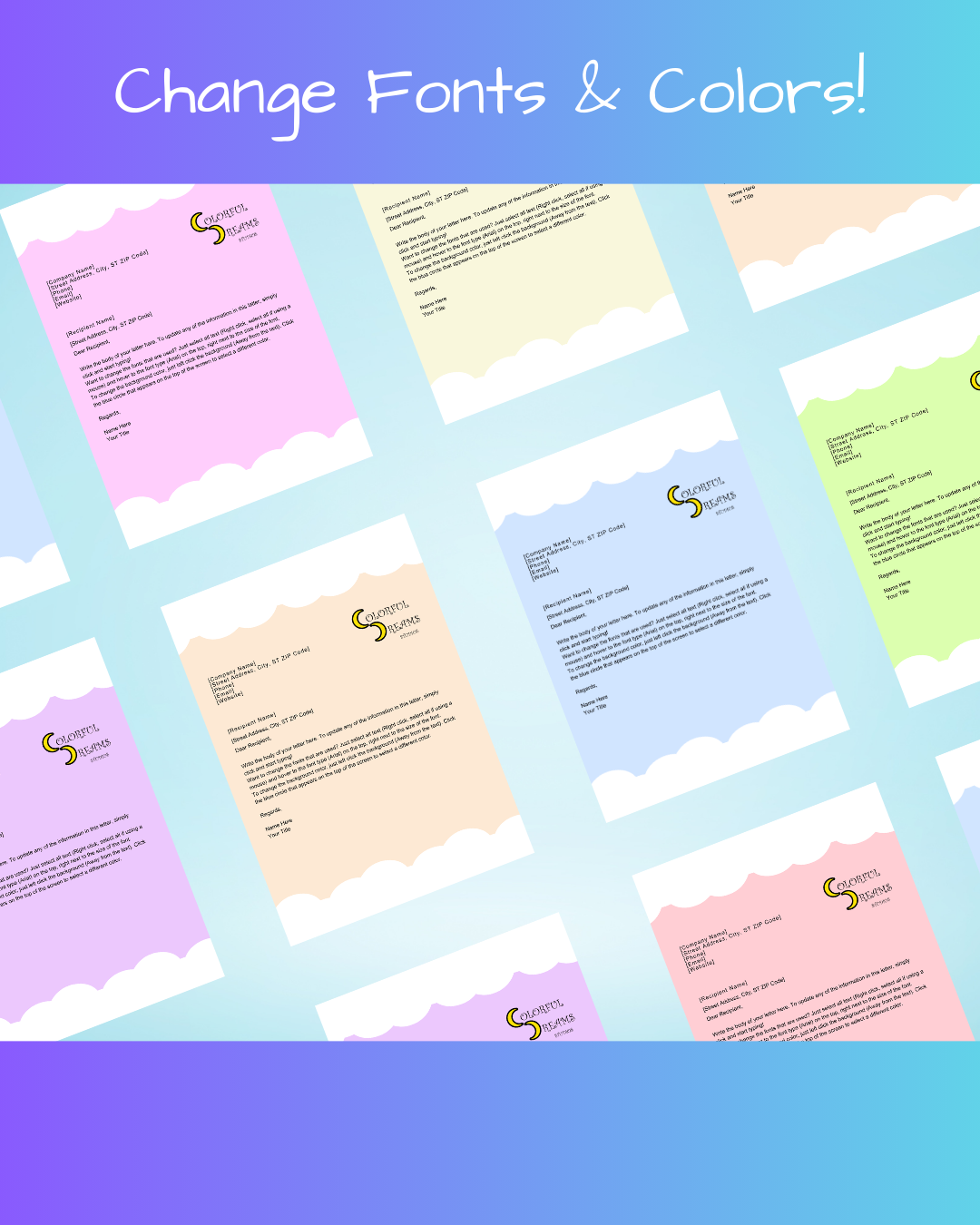 Letterhead Template - Editable in Canva - "Head in the Clouds"