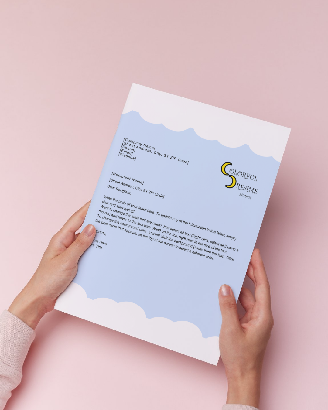 Letterhead Template - Editable in Canva - "Head in the Clouds"