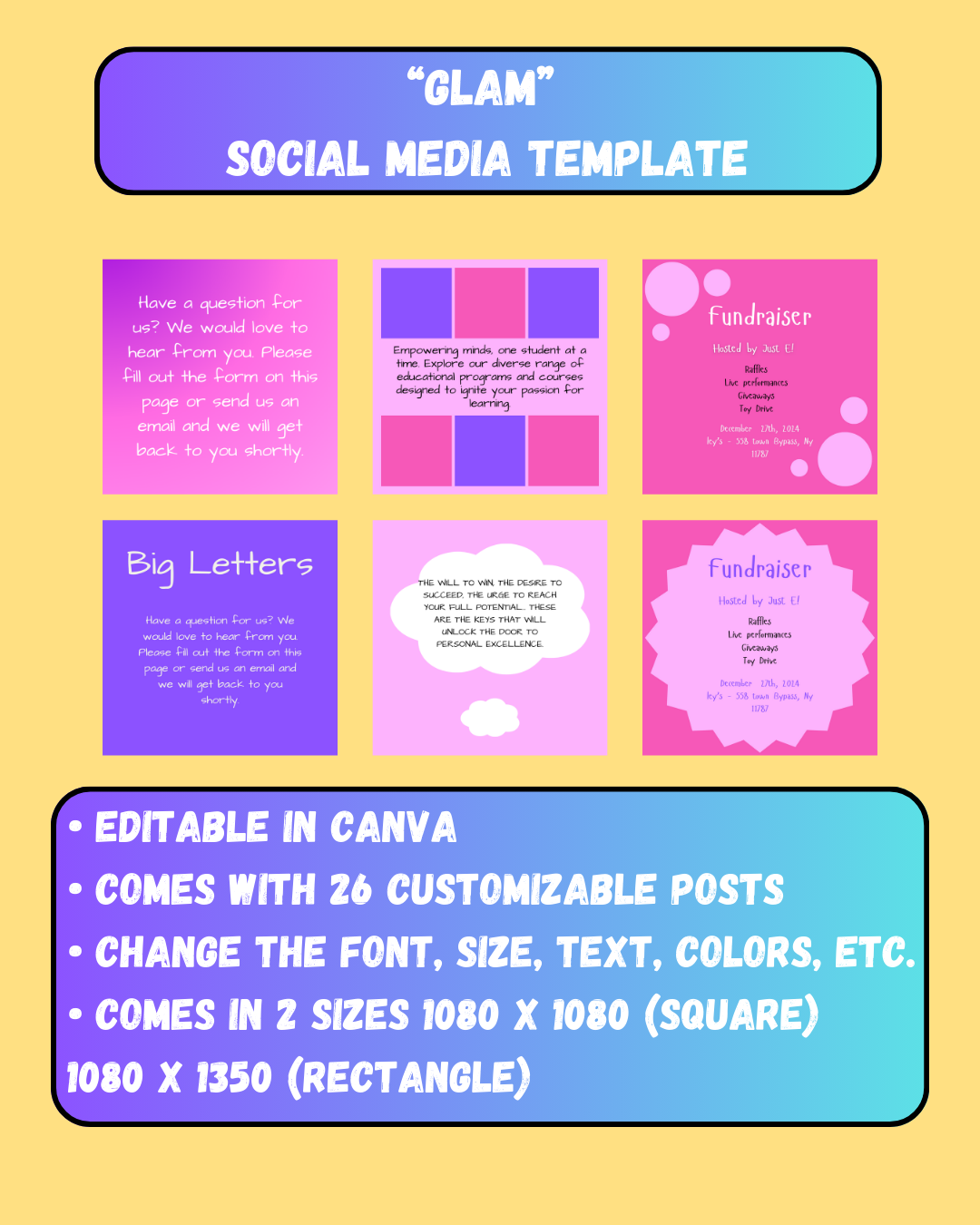 Social Media Posts Template - "Glam"