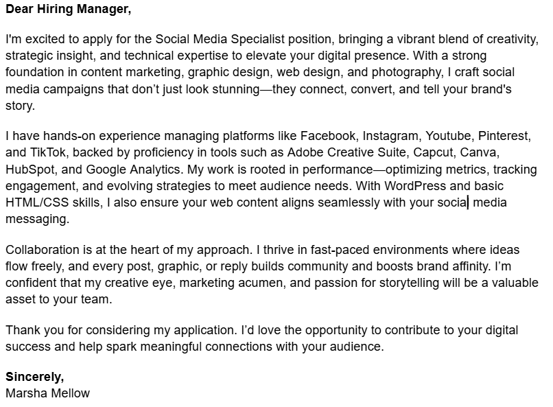 Resume & Cover Letter Example