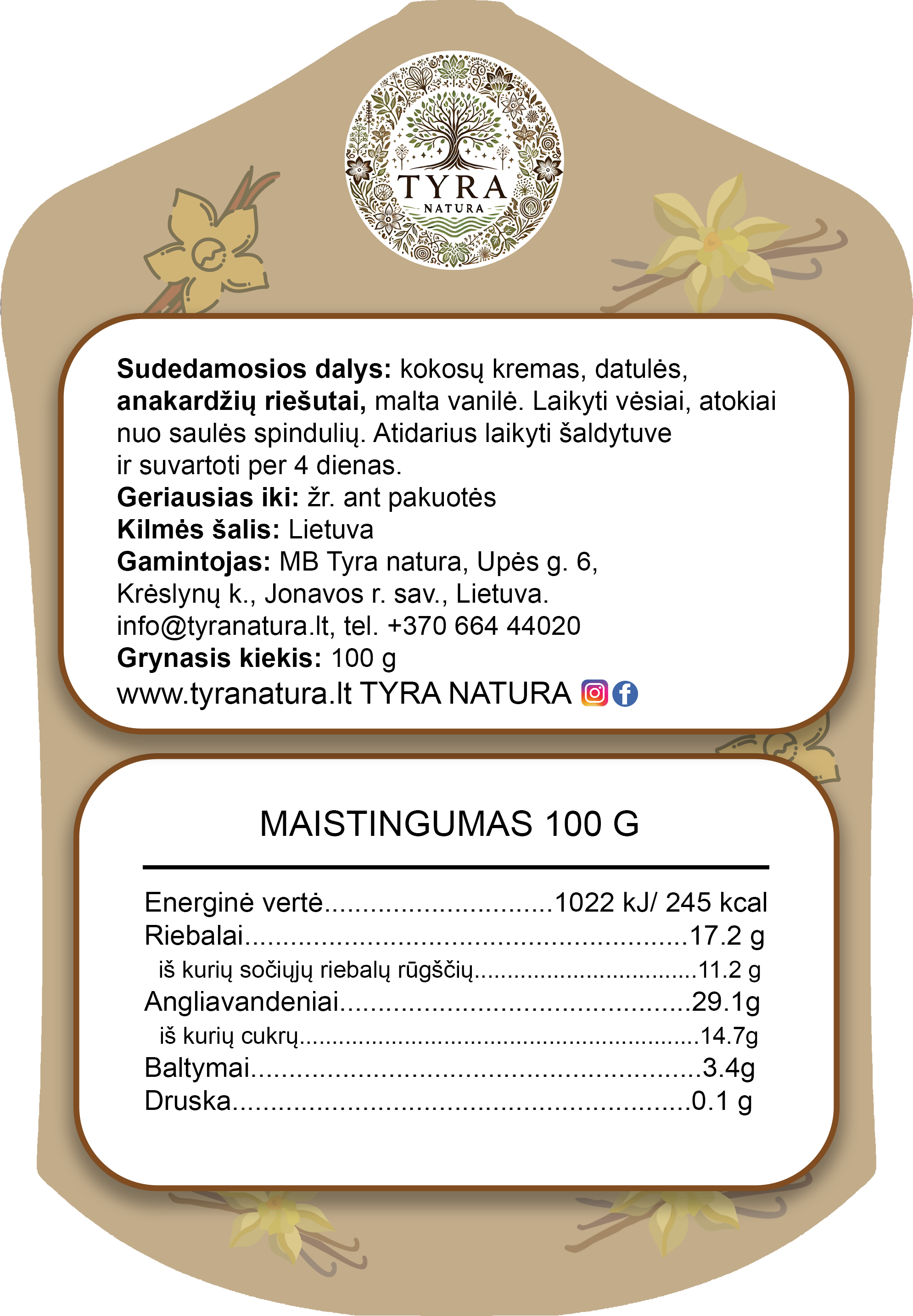 Vanillao Tzu (Vanilinis Energerietis) 100g