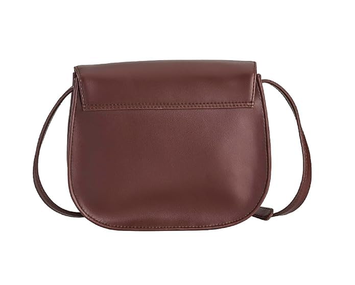 DEEP LEATHERETTE SLING BAG WITH FLORAL EMBROIDERY  BROWN