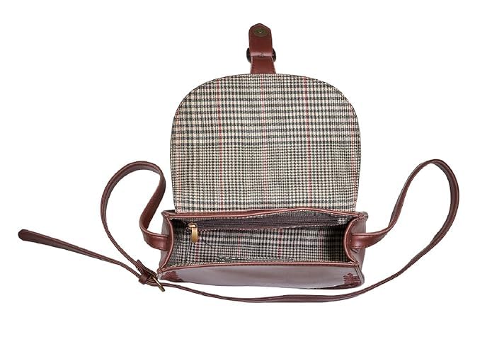 DEEP LEATHERETTE SLING BAG WITH FLORAL EMBROIDERY  BROWN