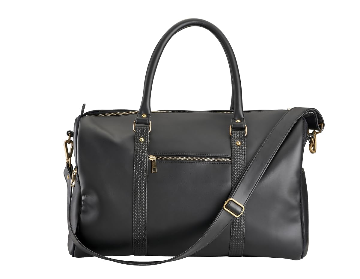 Leatherette Solid Duffel Bag (Black)
